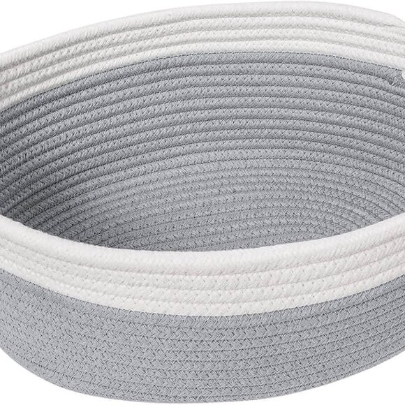 Other - Small Woven Storage Basket with Handles, Cotton Rope Baskets for Gifts Empty, Do